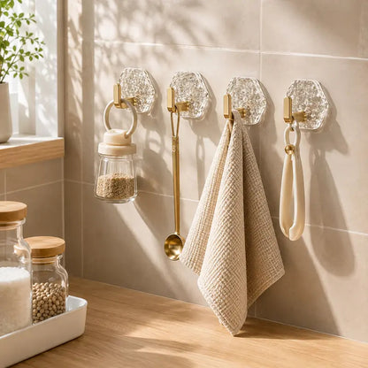 Heavy-Duty Self-Adhesive Hexagonal Ripple Hooks, 10-Pack