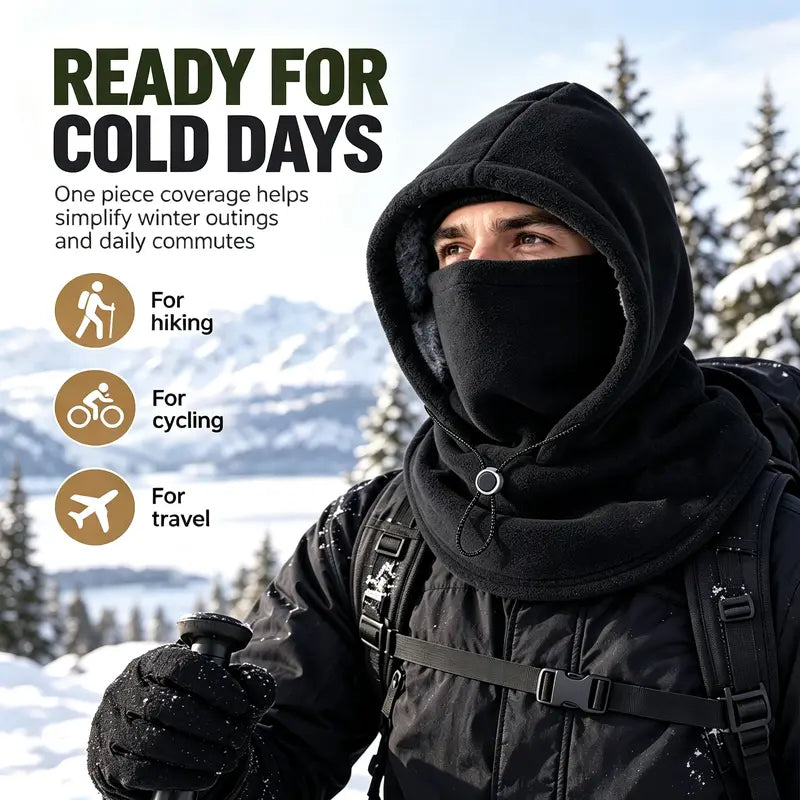 Cold Weather Fleece Balaclava Hat - Thick Fleece, Windproof Full Face Cover