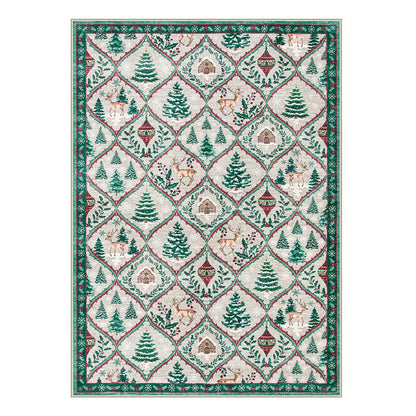 Christmas-themed Rug - Machine Washable, Non-Slip