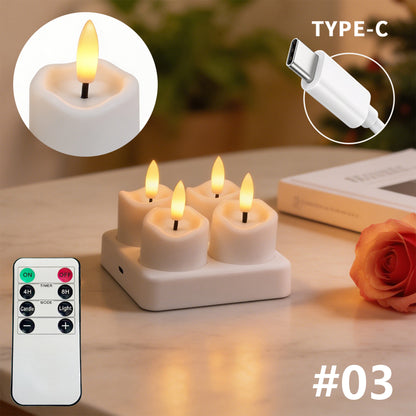 Rechargeable Tea Lights Candles with Remote & Charging Base