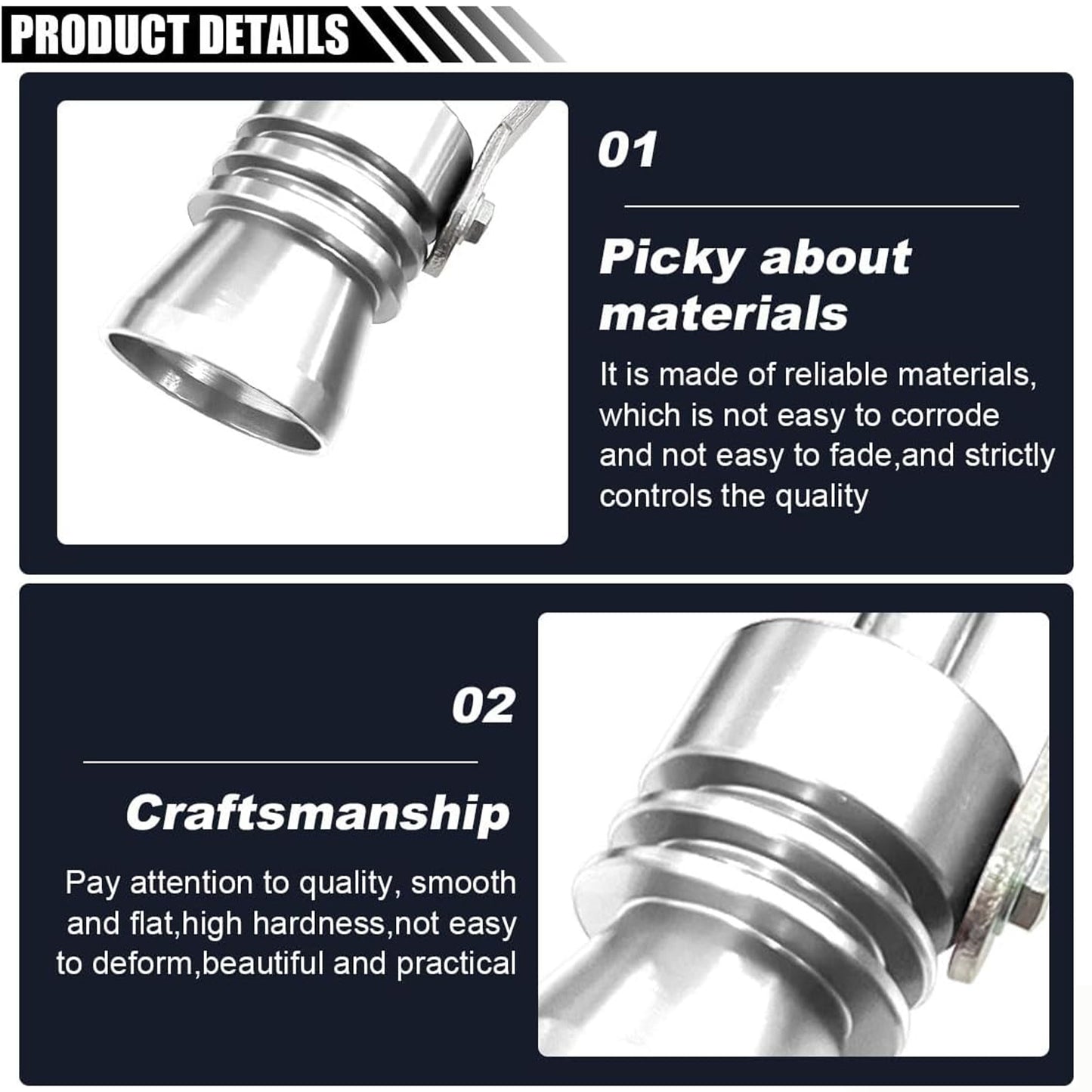 2 Pcs Silver Car Exhaust Whistle for Cars Motorcycles