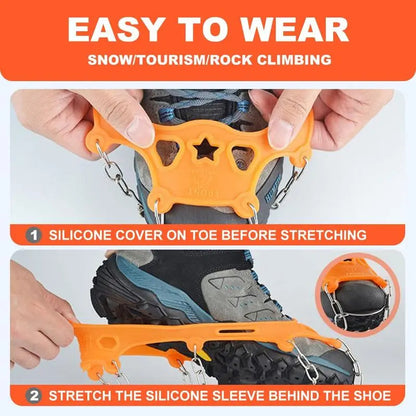 Lightweight Crampons Anti-Slip Traction Snow Grips-One Size Fits All-2 Pcs