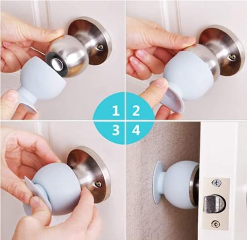Set of 4 Silicone Spherical Door Knob Covers – Wall Protection Bumpers