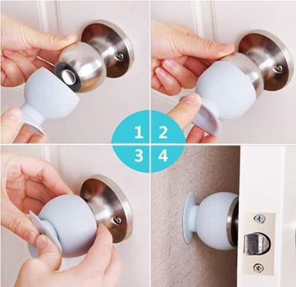 Set of 4 Silicone Spherical Door Knob Covers – Wall Protection Bumpers
