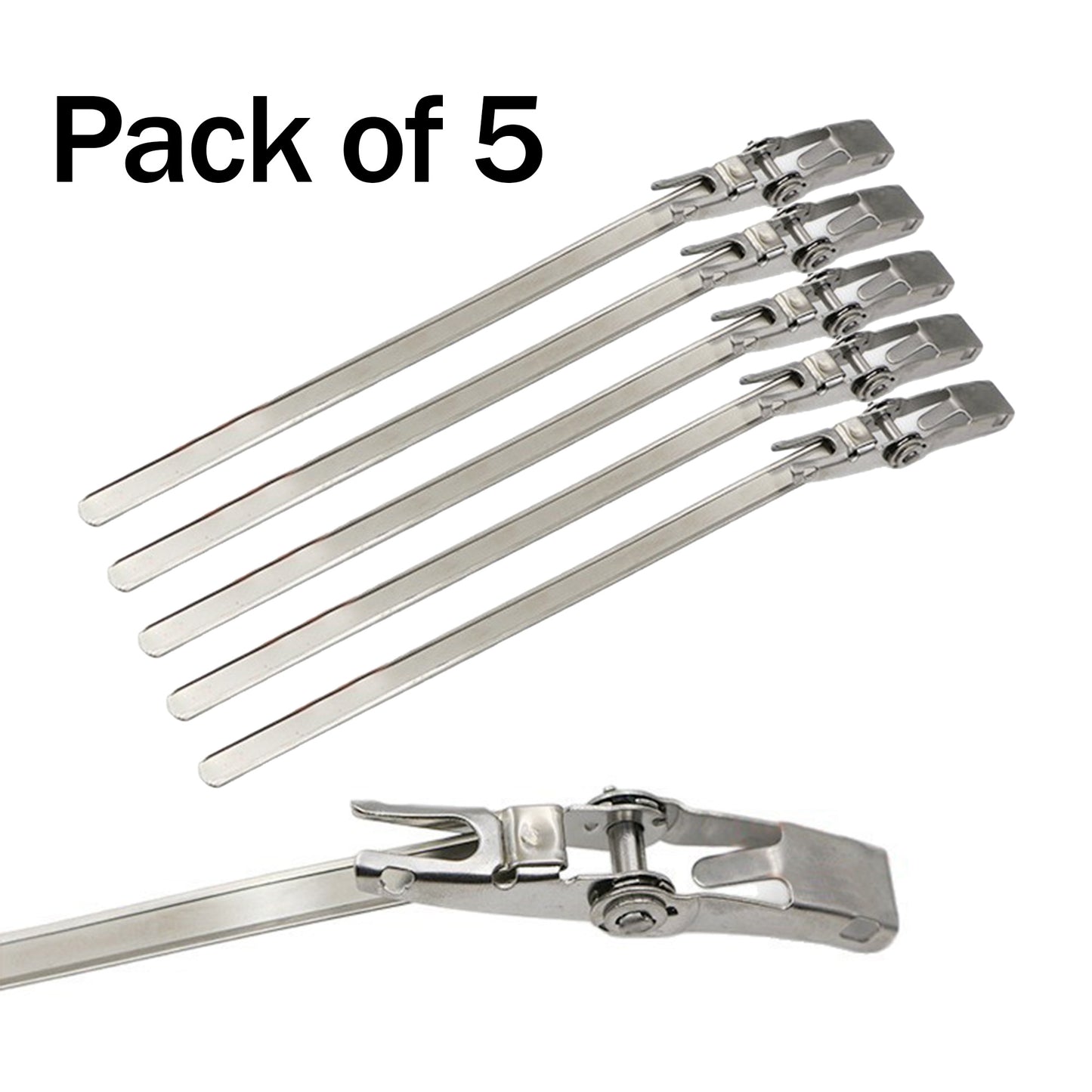 5 Pack  304 Stainless Steel Cable Ties (10 x 500mm）