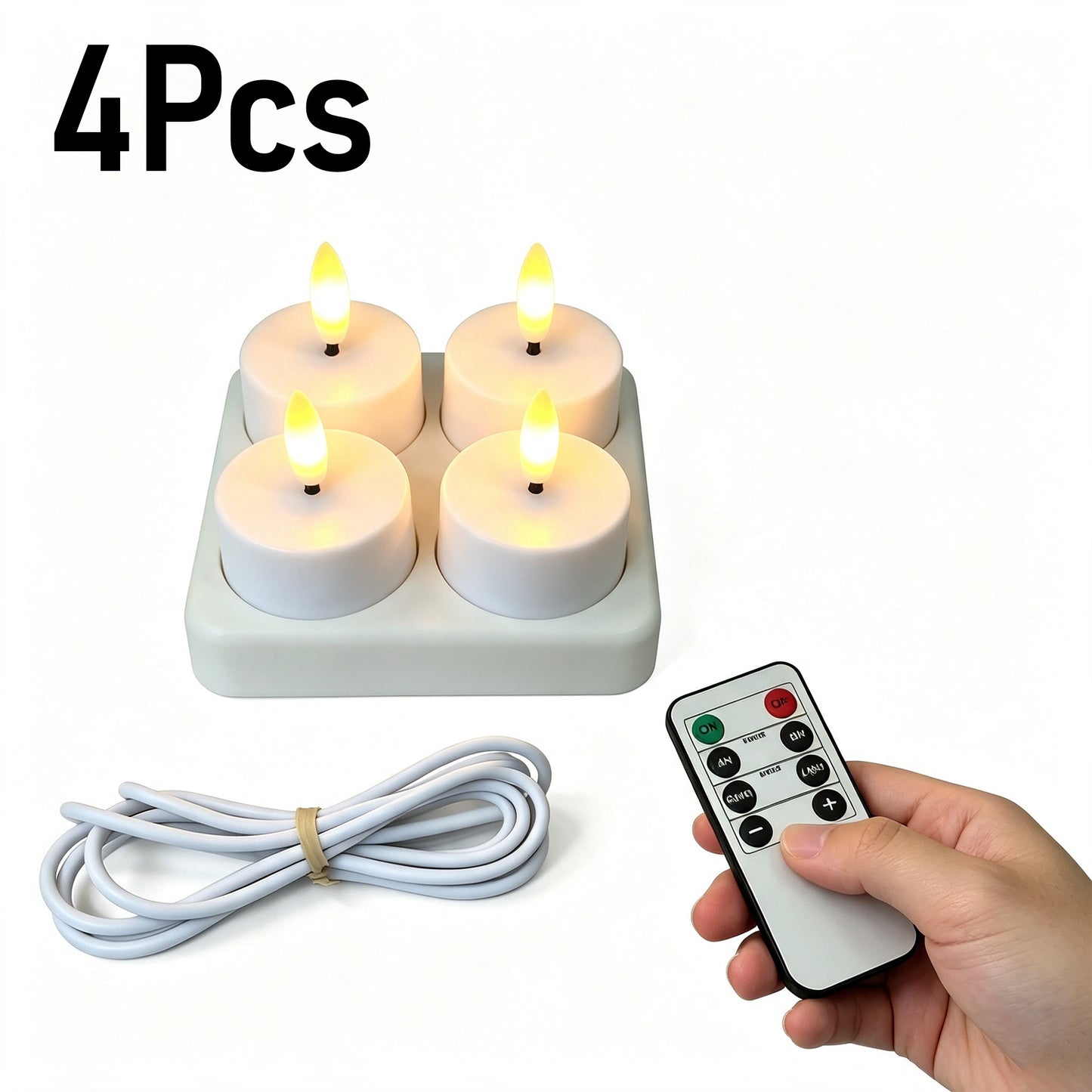 White LED Tealights with Remote Batteries