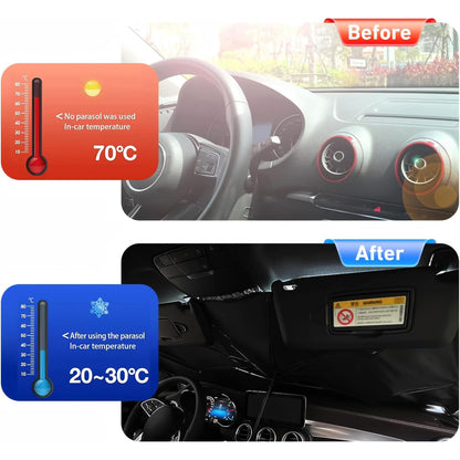 Foldable Car Windshield Sunshade Umbrella – Front Window UV Protection for Most Car Models