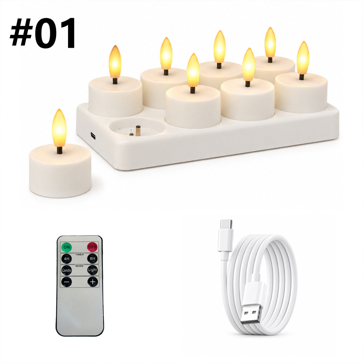 Rechargeable Tea Lights Candles with Remote & Charging Base