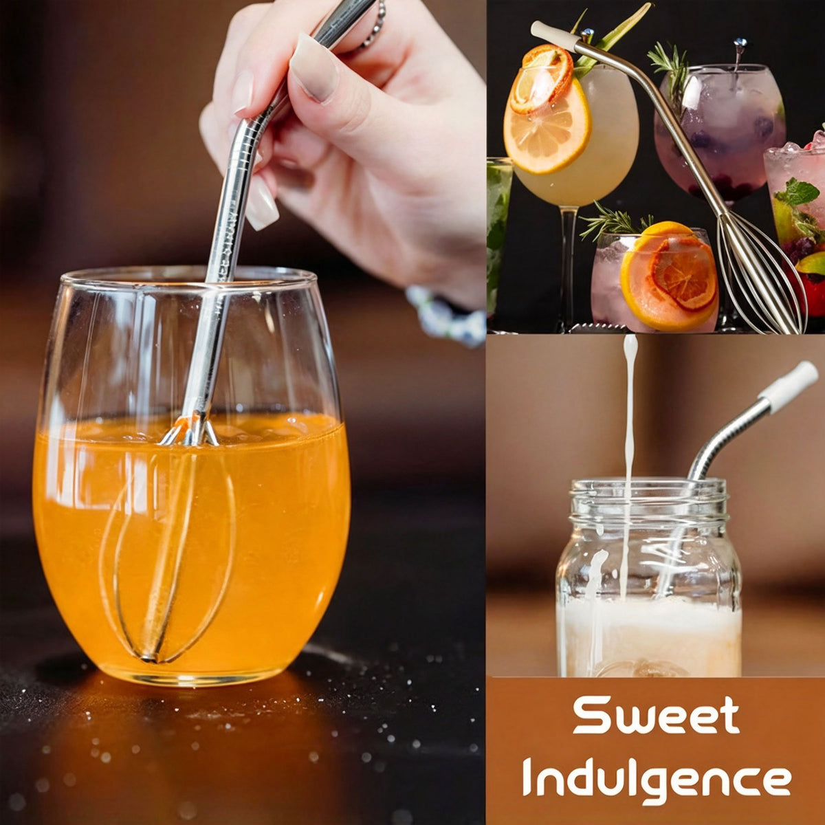 Reusable Stainless Steel Whisk Straw