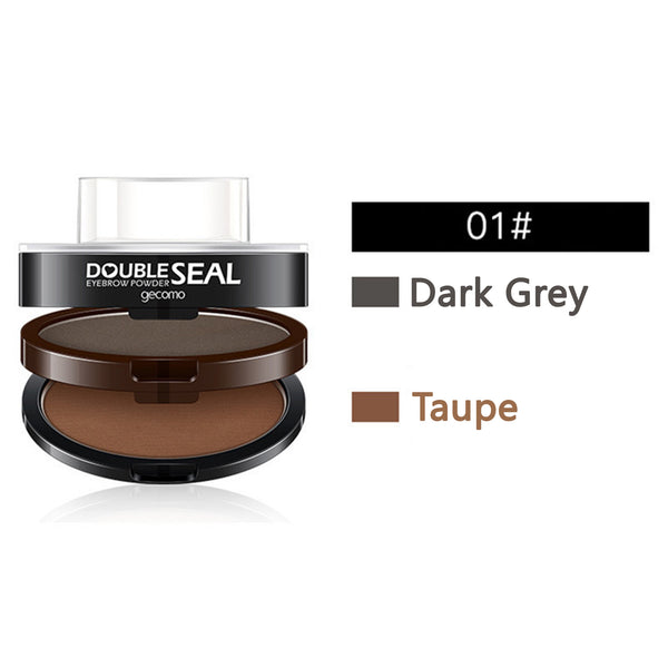 Double Seal 2 Shades Eyebrow Stamp Powder Kit with 3 Reusable Eyebrow Stencils