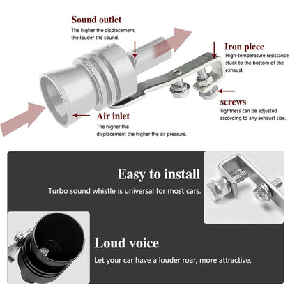 2 Pcs Silver Car Exhaust Whistle for Cars Motorcycles