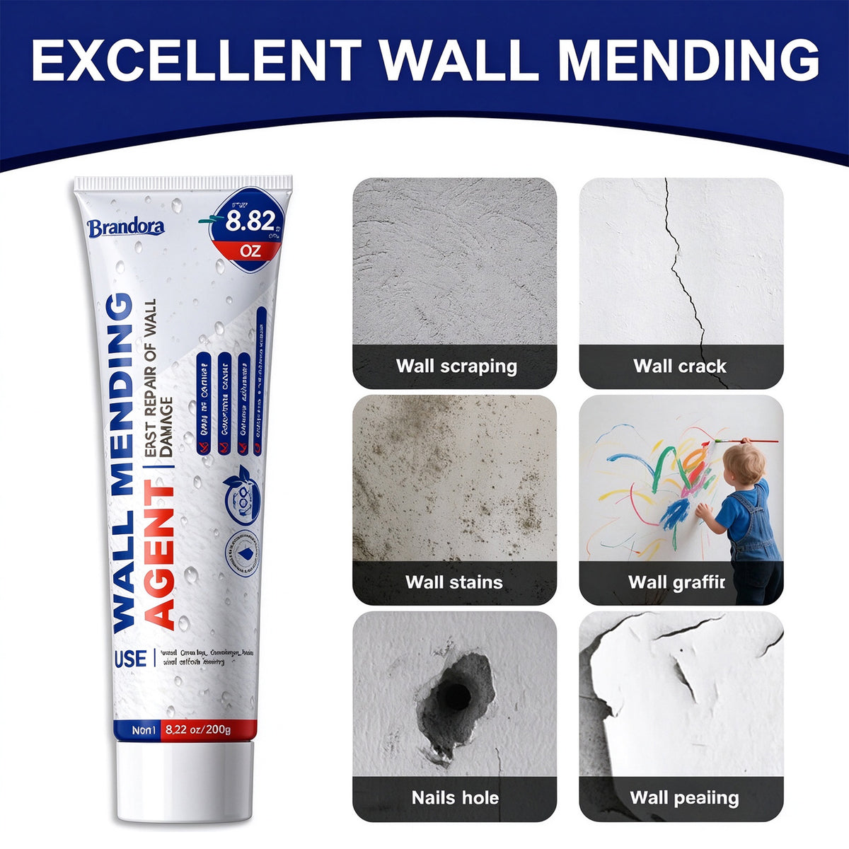 Drywall Repair Kit Mending Agent for Nail Holes 250g