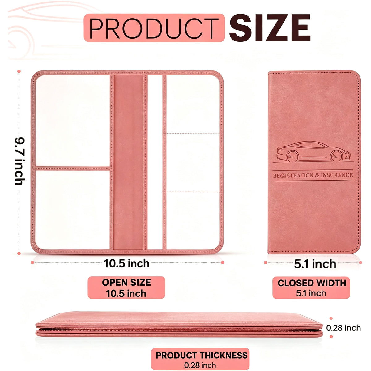 Car Registration And Insurance Card Holder, Car Document Holder