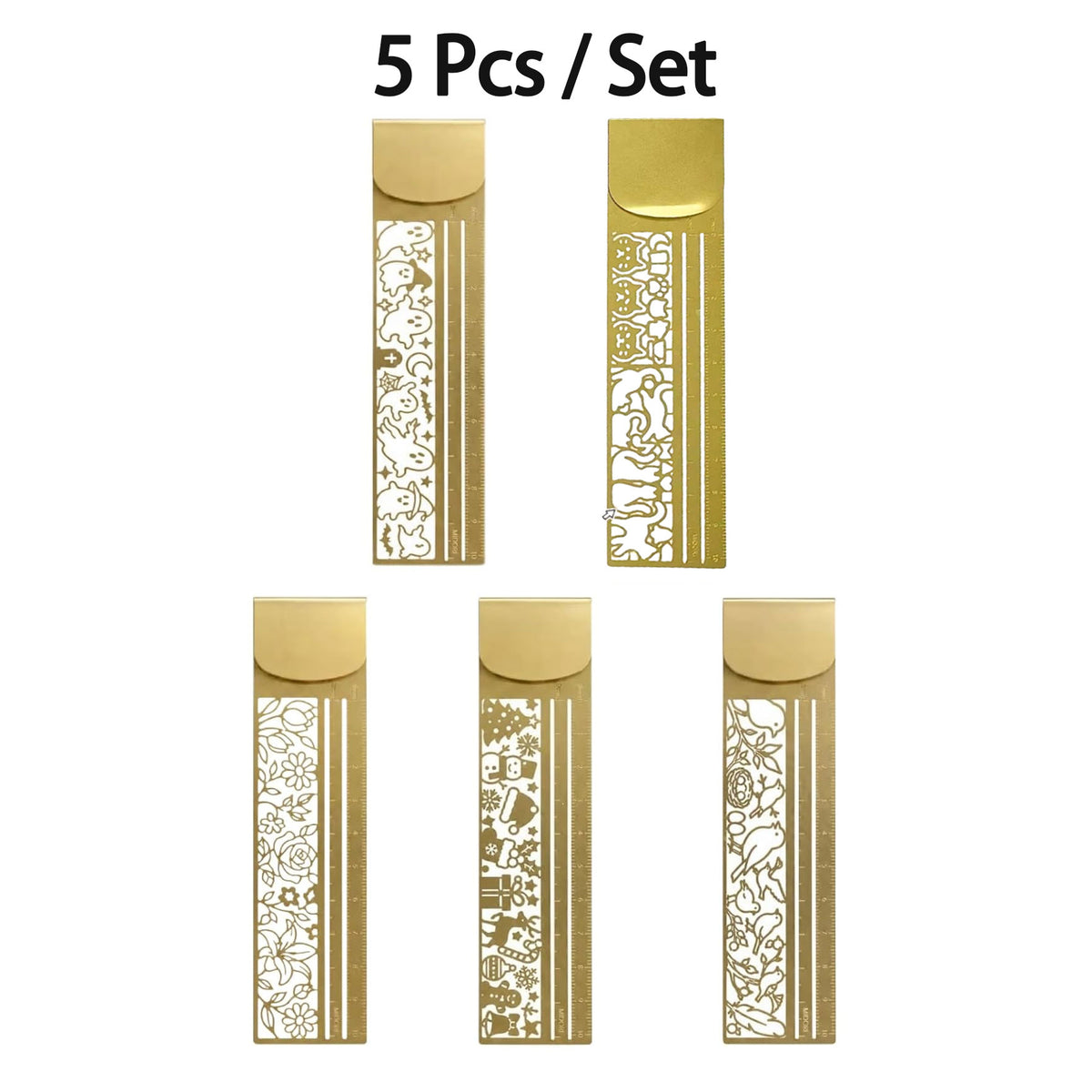 Cute Hollow Cat 3-in-1 Metal Bookmark Ruler,Stencil Bookmark
