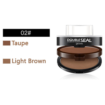 Double Seal 2 Shades Eyebrow Stamp Powder Kit with 3 Reusable Eyebrow Stencils