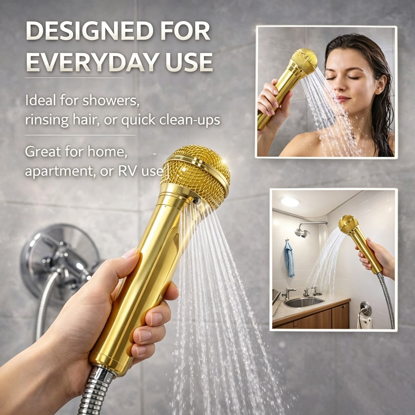 High-Pressure Microphone Shower Head for Music Lovers
