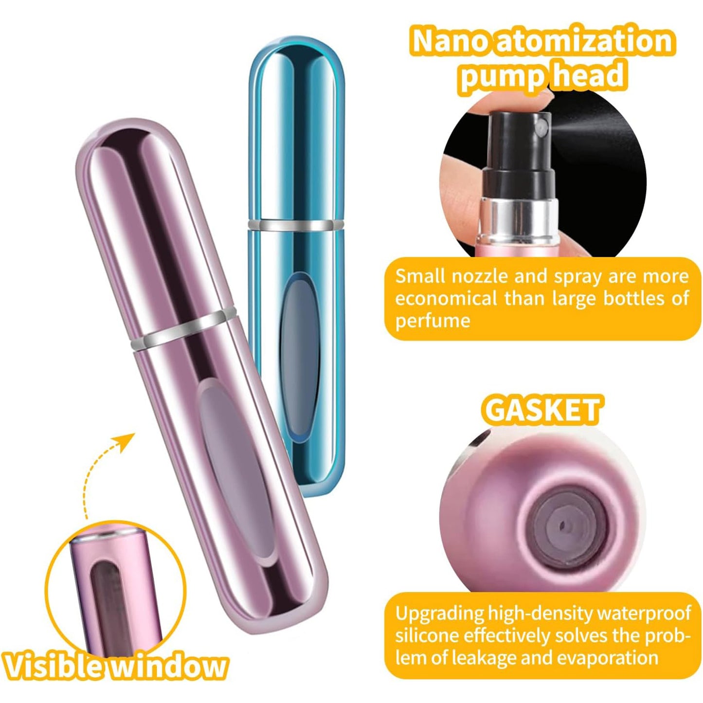 5PCS Mini Refillable Travel Perfume Bottles – 5ml Spray Atomizers for Cologne, Essential Oils & Fragrance