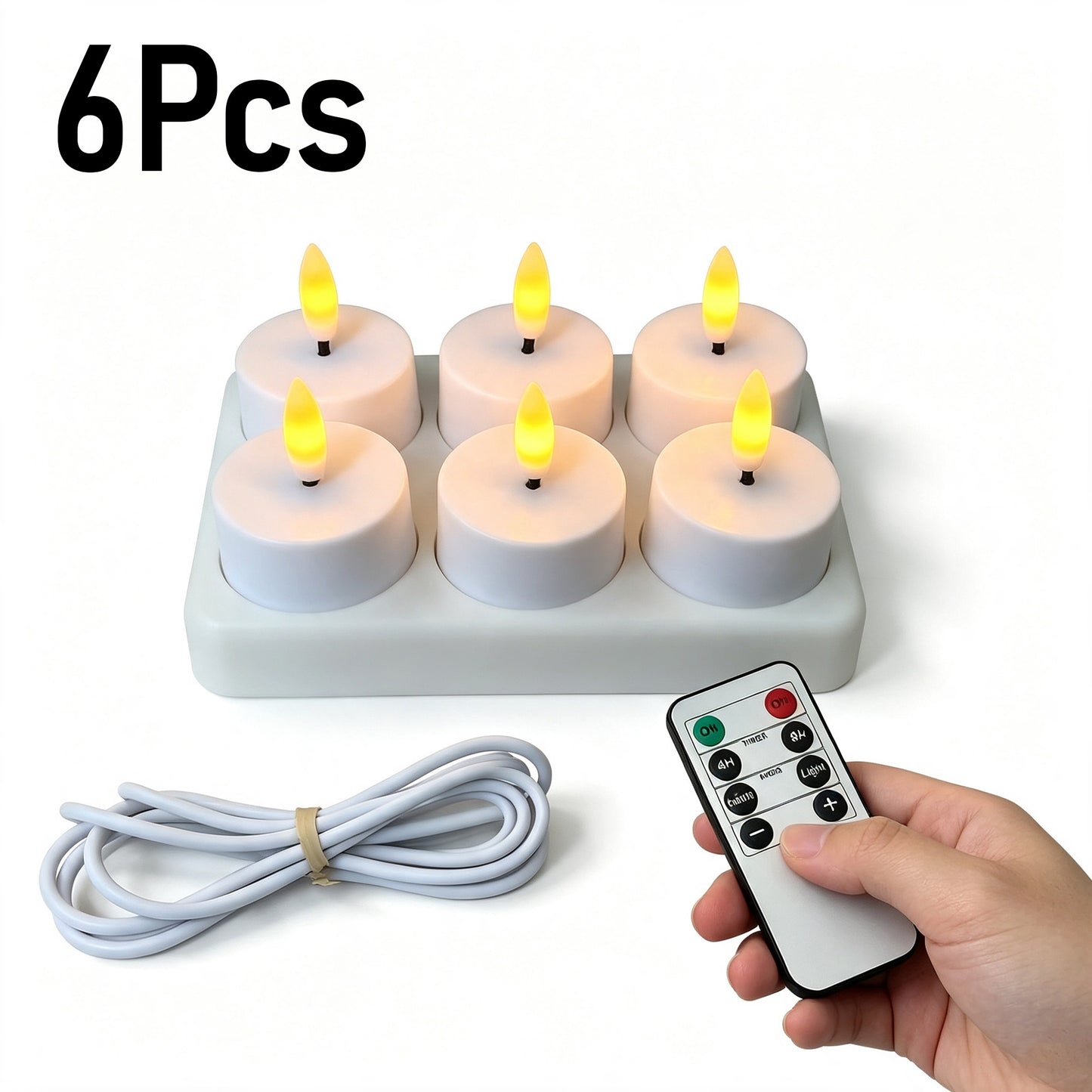White LED Tealights with Remote Batteries