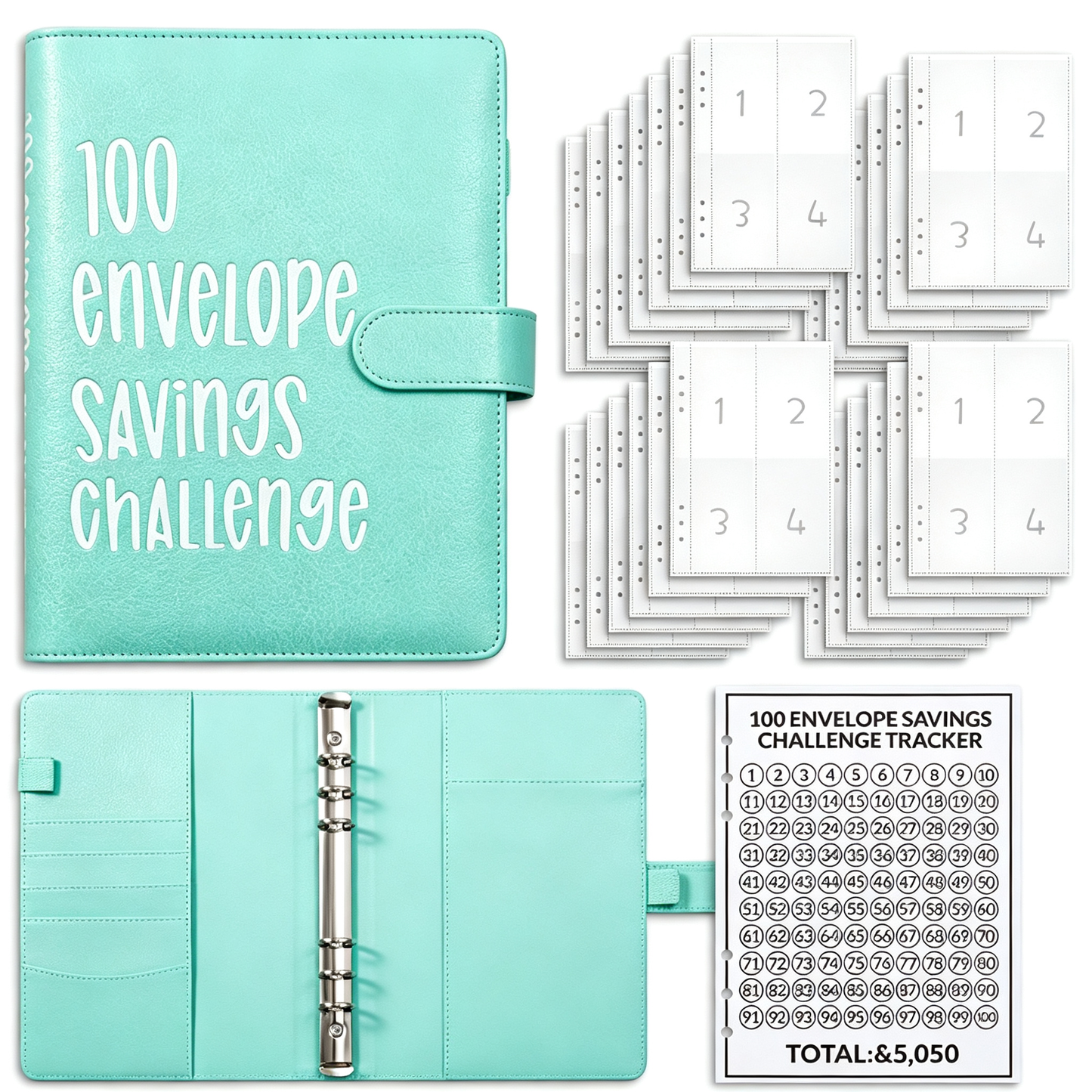 100 Envelopes Money Saving Challenge Budget Planner with Cash Envelopes