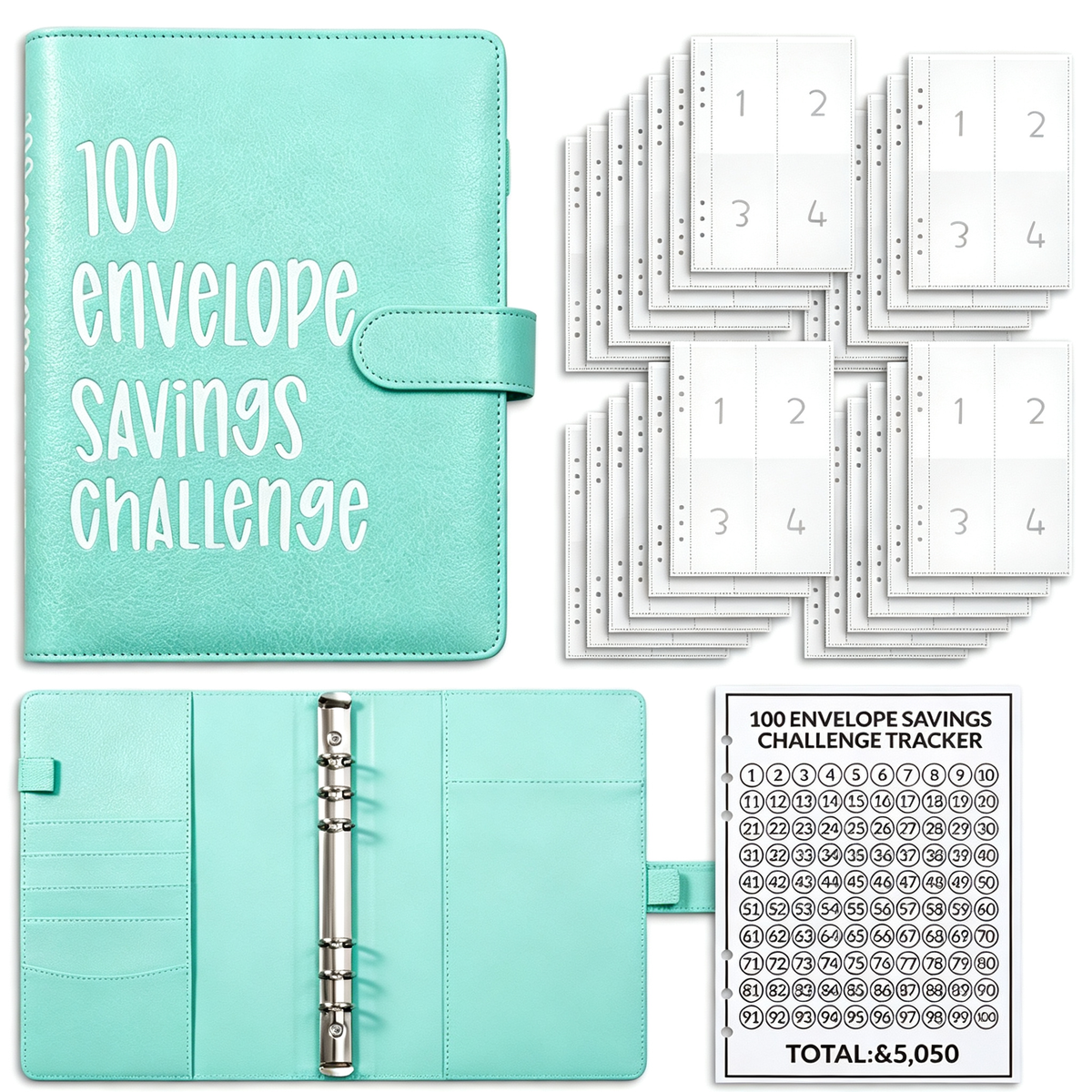 100 Envelopes Money Saving Challenge Budget Planner with Cash Envelopes