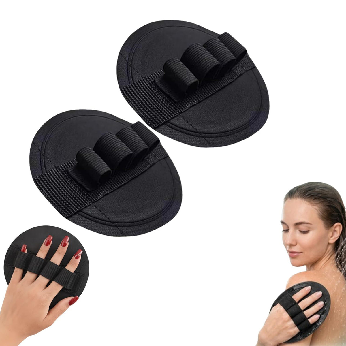 2 Pack Rubber Body Exfoliating Gloves for Dead Skin Removal & Body Cleansing