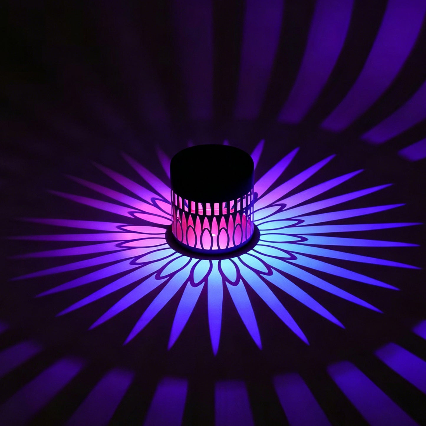 Solar Mandala Wall Light Outdoor Garden Fence Projector Lamp