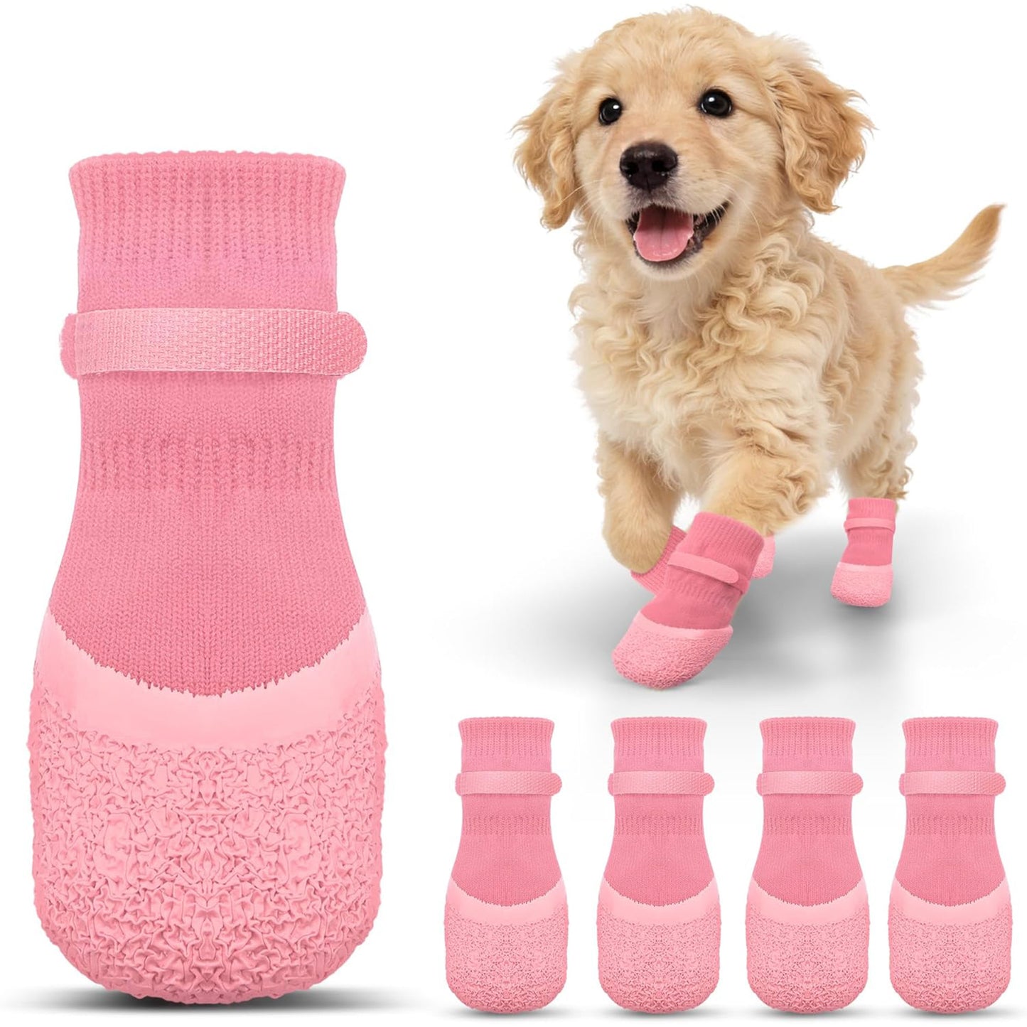 4Pcs Dog Paw Protector Booties with Adjustable Straps