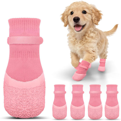 4Pcs Dog Paw Protector Booties with Adjustable Straps