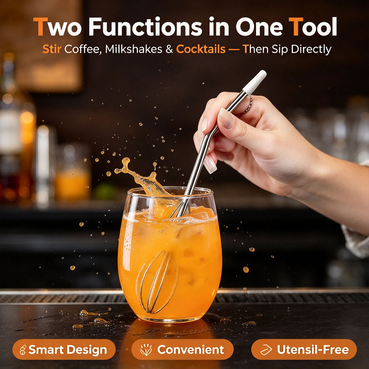 Reusable Stainless Steel Whisk Straw