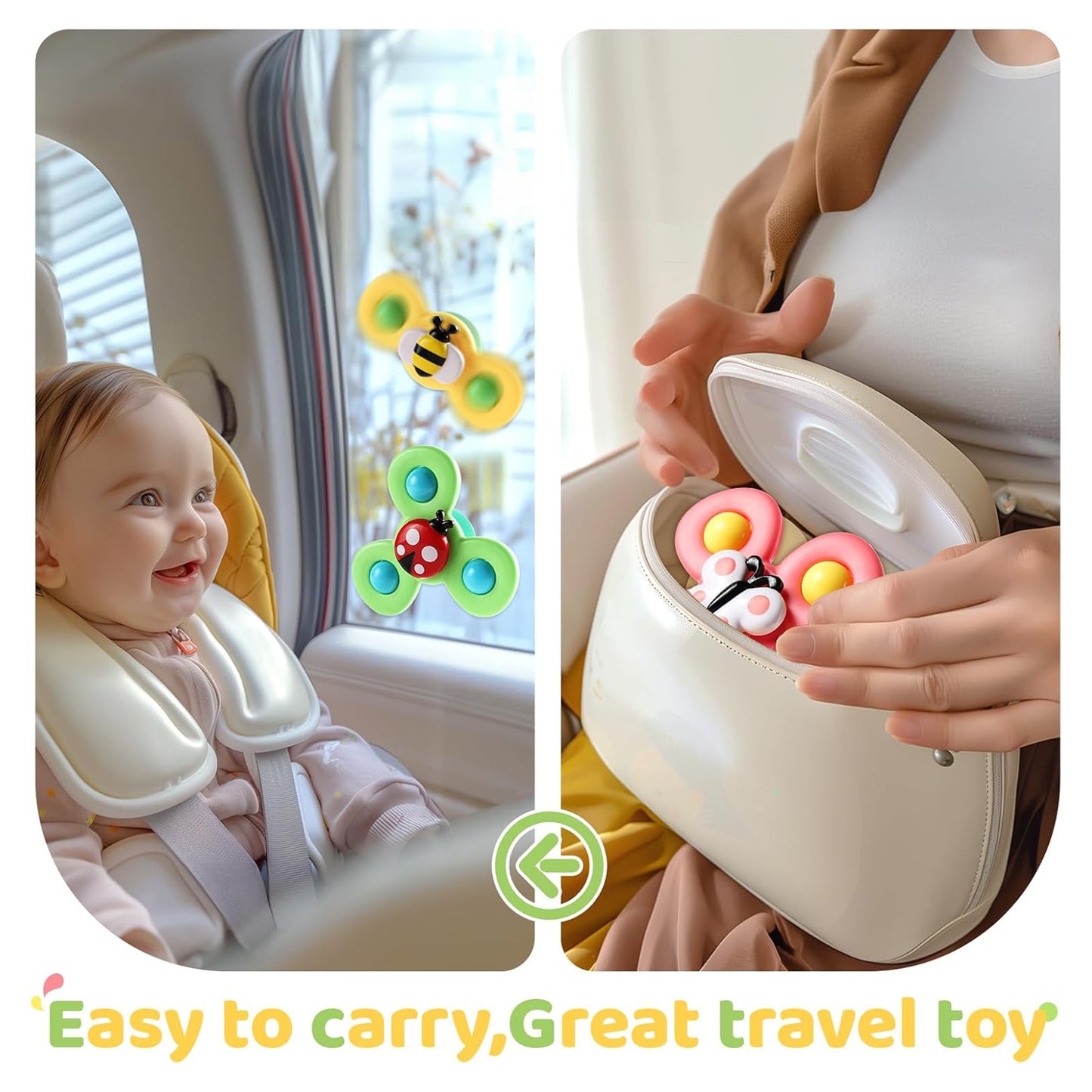 Suction Cup Spinner Airplane Travel Toys for Kids Ages 1-3