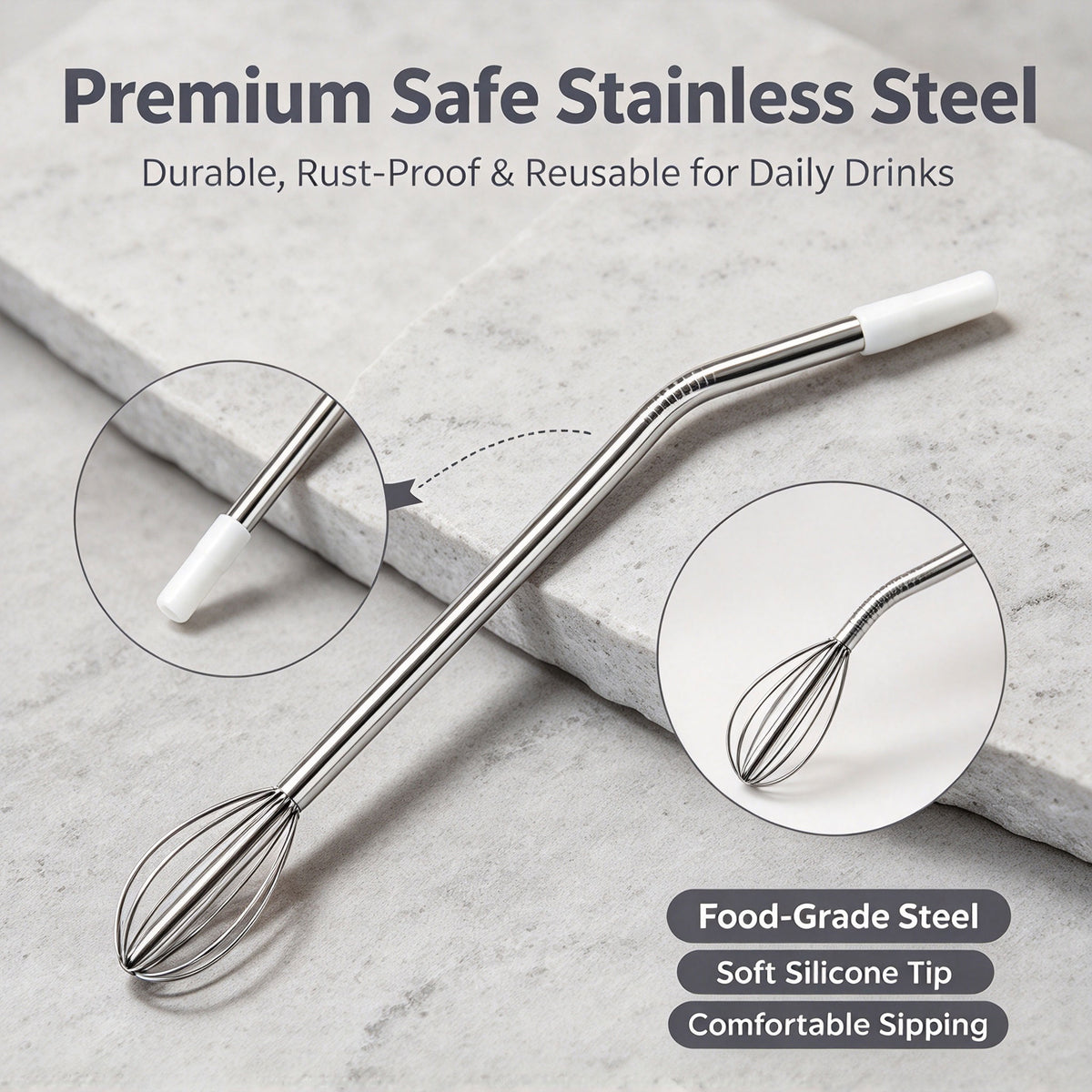 Reusable Stainless Steel Whisk Straw