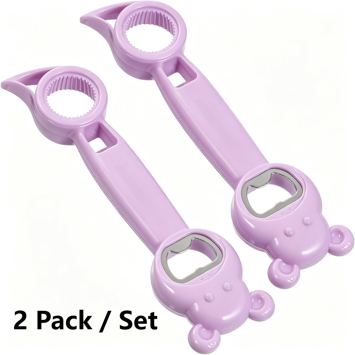 2-Pack Bear-Shaped Bottle Openers - Multi-functional Bottle Cap Openers