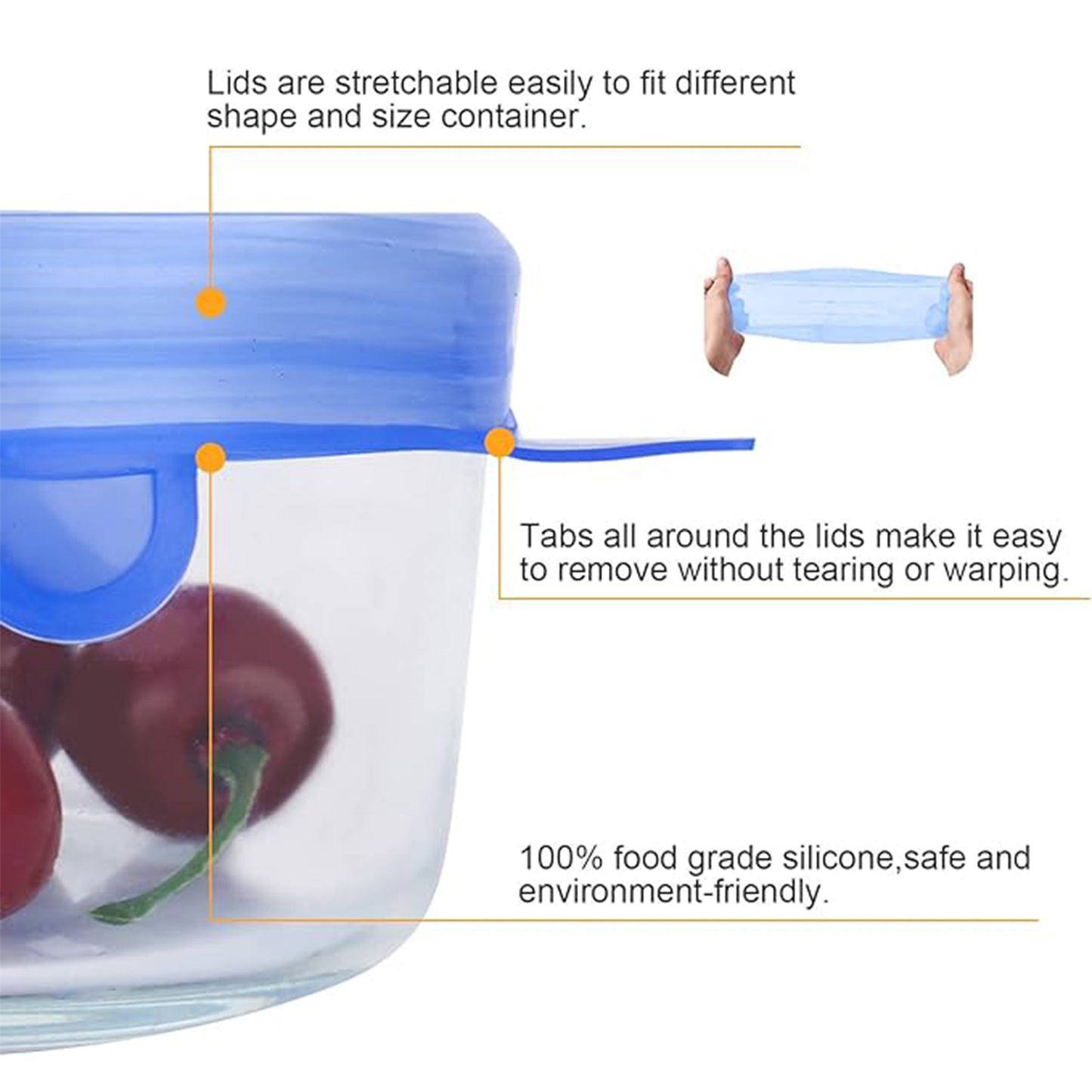 6 PCS Reusable Silicone Stretch Lids Set, Food Storage Covers for Bowls, Pots and Fruits