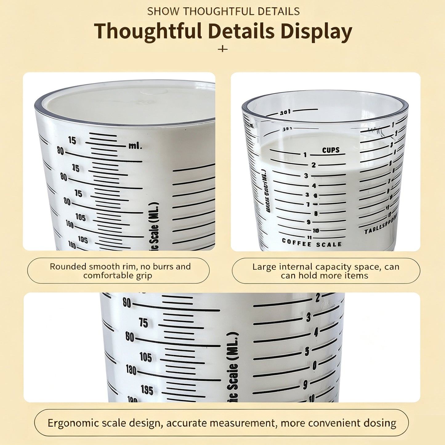 Piston-Style Measuring Cup Kitchen Essential | Suitable for Solids and Liquids