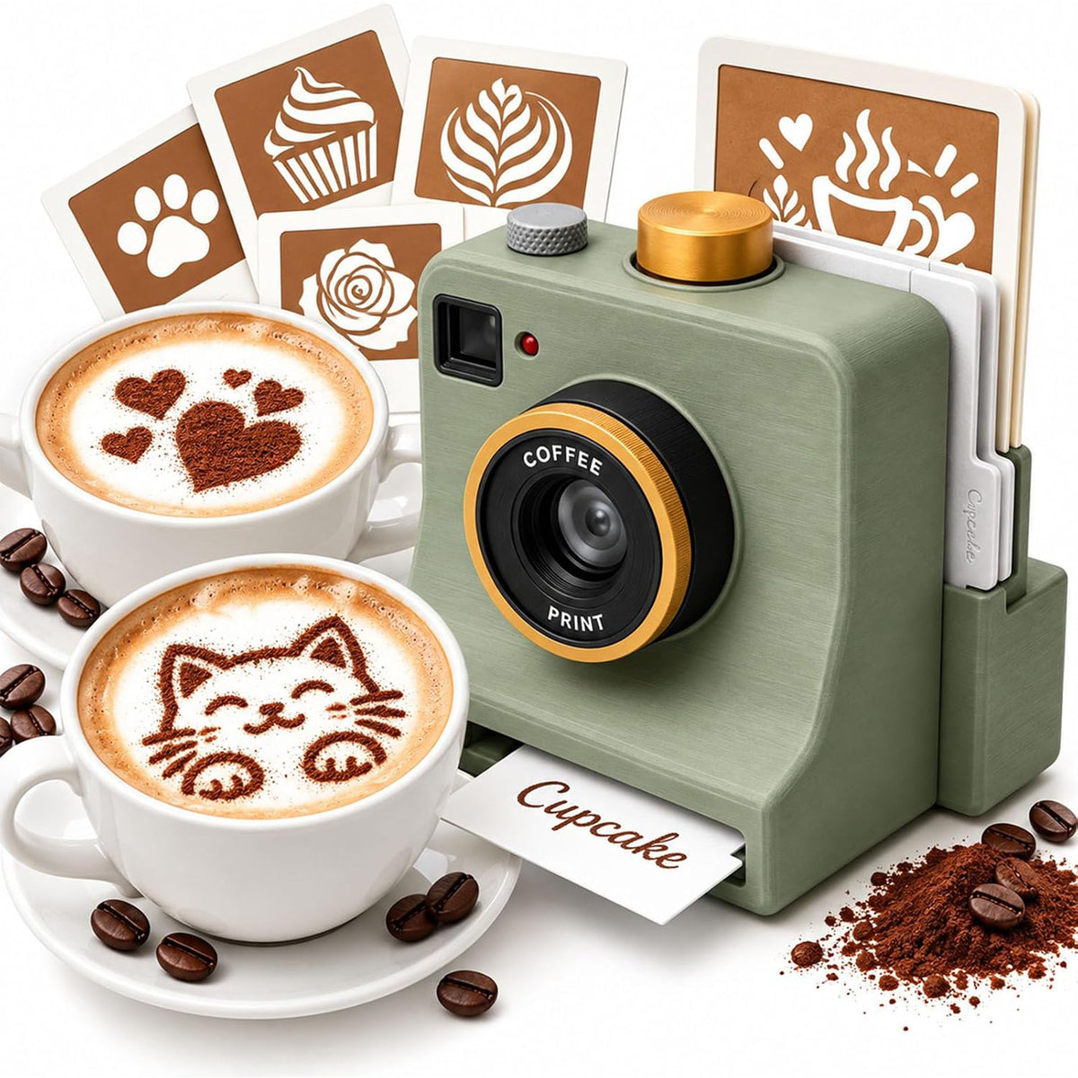 3D Printed Latte Art Camera Coffee Printer One-Click Coffee Stencils Tool