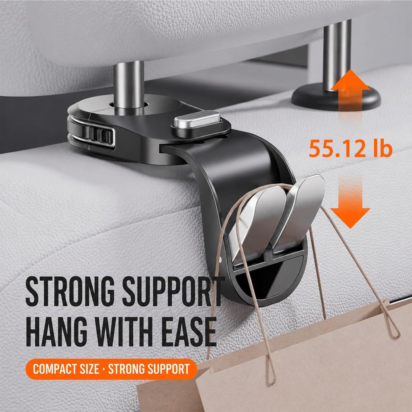 2 Pack Car Hook for Headrest Retractable Foldable