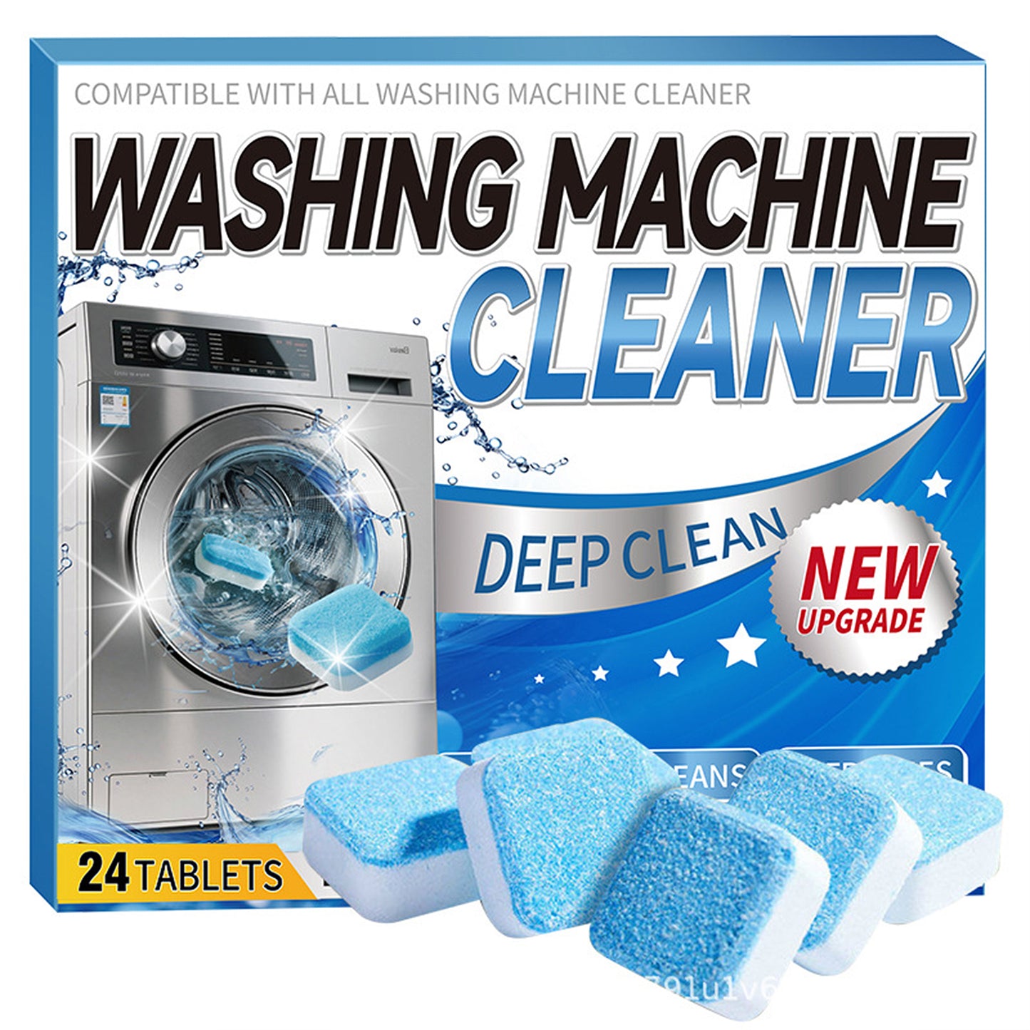 24 Tablets Washing Machine Cleaner Tablets for Front Load, Top Load & HE Washers, Remove Limescale Odor Grime