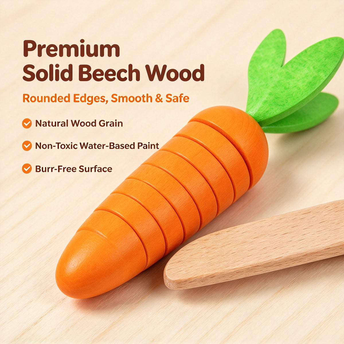 Wooden Carrot Cutting Toy