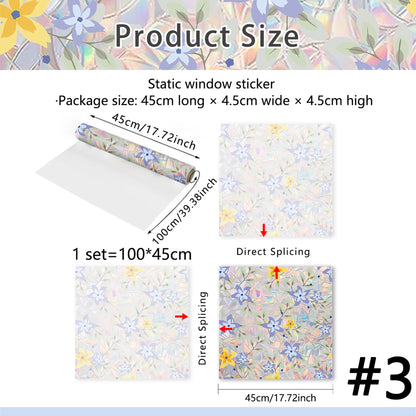 Floral Stained-Glass Style Privacy Window Film