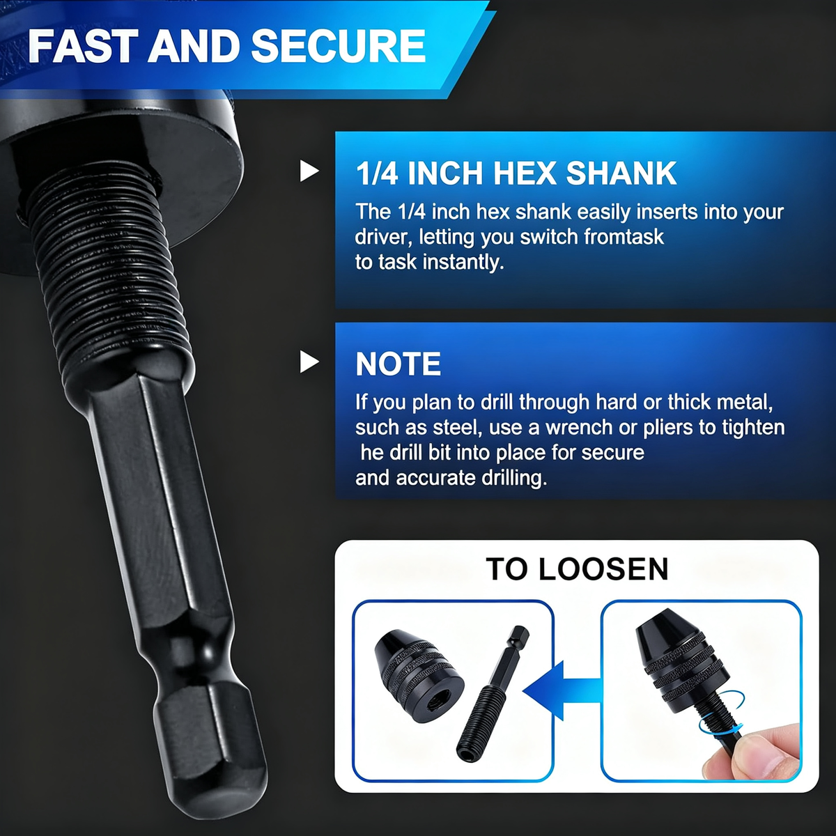 2Pcs Drill Chuck Adapter Keyless 0.6-8mm & 0.3-3.6mm