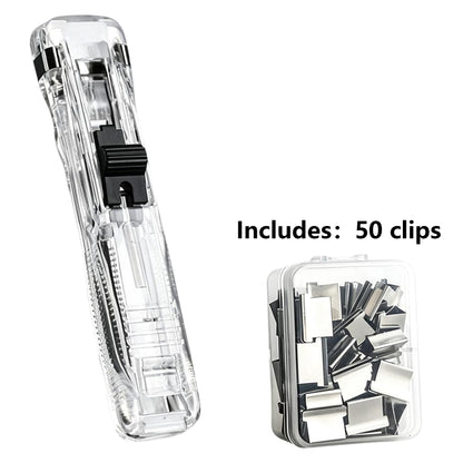 Handheld Paper Clam Clip Dispenser, No-Hole Paper Binding