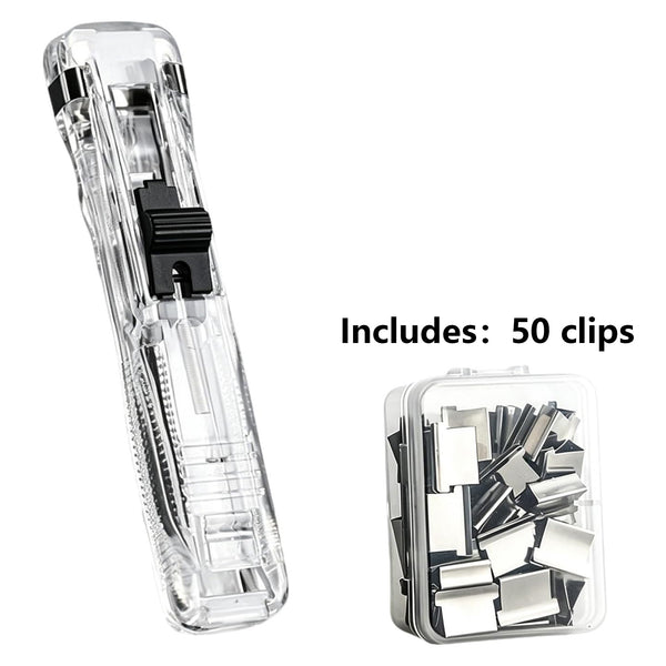 Handheld Paper Clam Clip Dispenser, No-Hole Paper Binding
