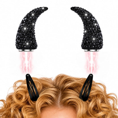 Magnetic Rhinestone Devil Horns, Sparkly Halloween Hair Accessories