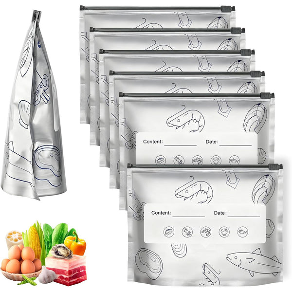 30 Pcs Reusable Aluminum Foil Storage Bags – Resealable Zip Lock Vacuum Pouches for Food, Fruits, Vegetables & Meat