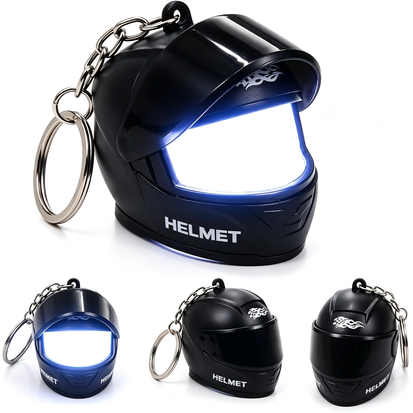Motorcycle Helmet Keychain with Light