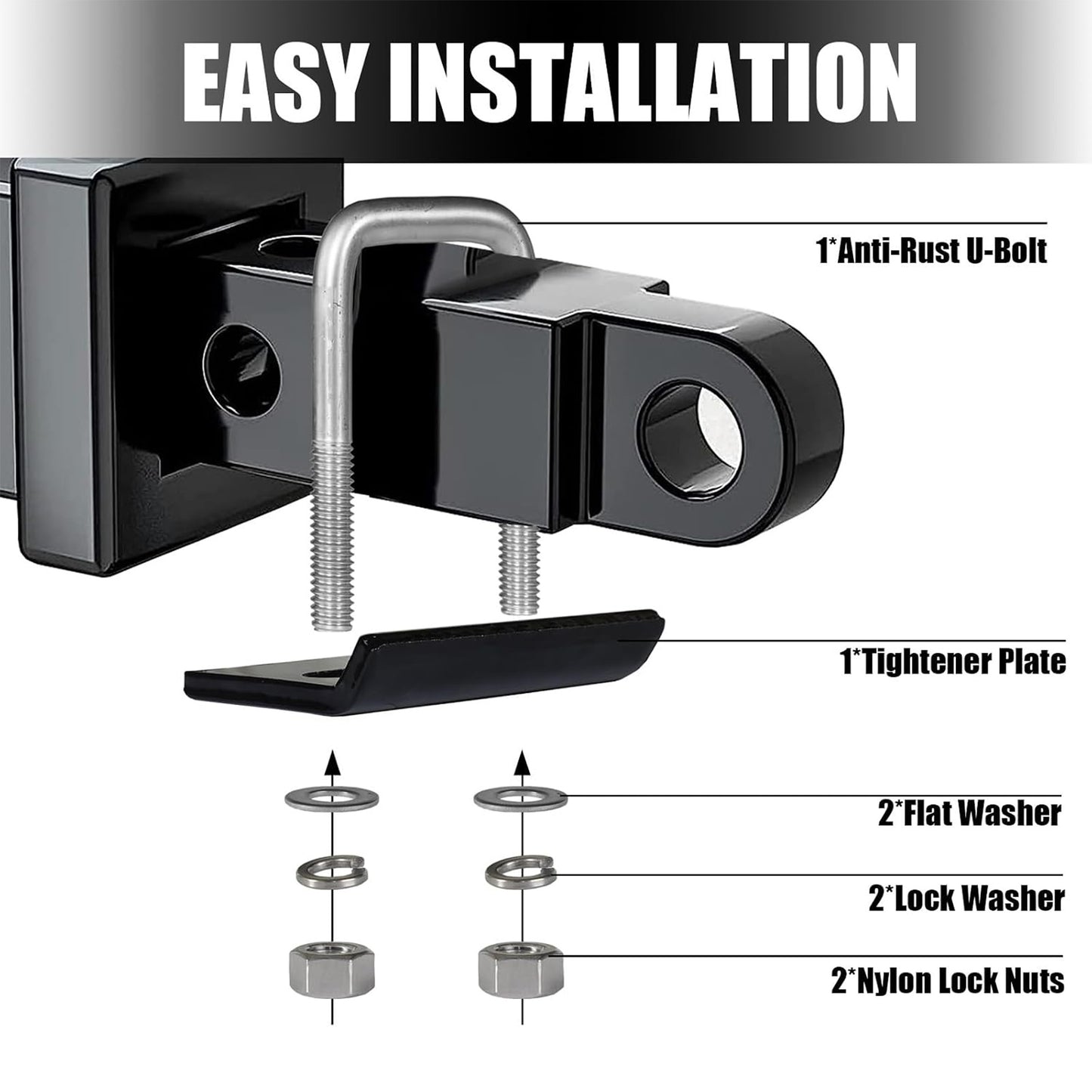 Heavy Duty Hitch Clamp for 1.25" and 2" Receivers