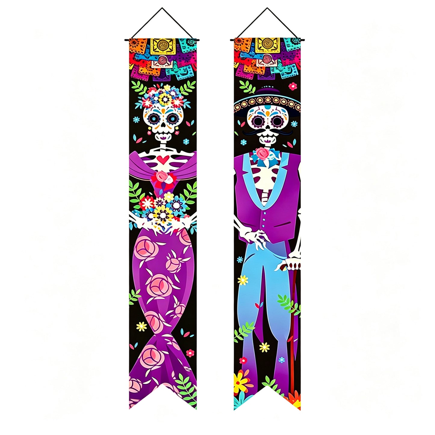 Halloween Porch Signs Banner Mexico Day of The Dead
