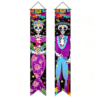Halloween Porch Signs Banner Mexico Day of The Dead