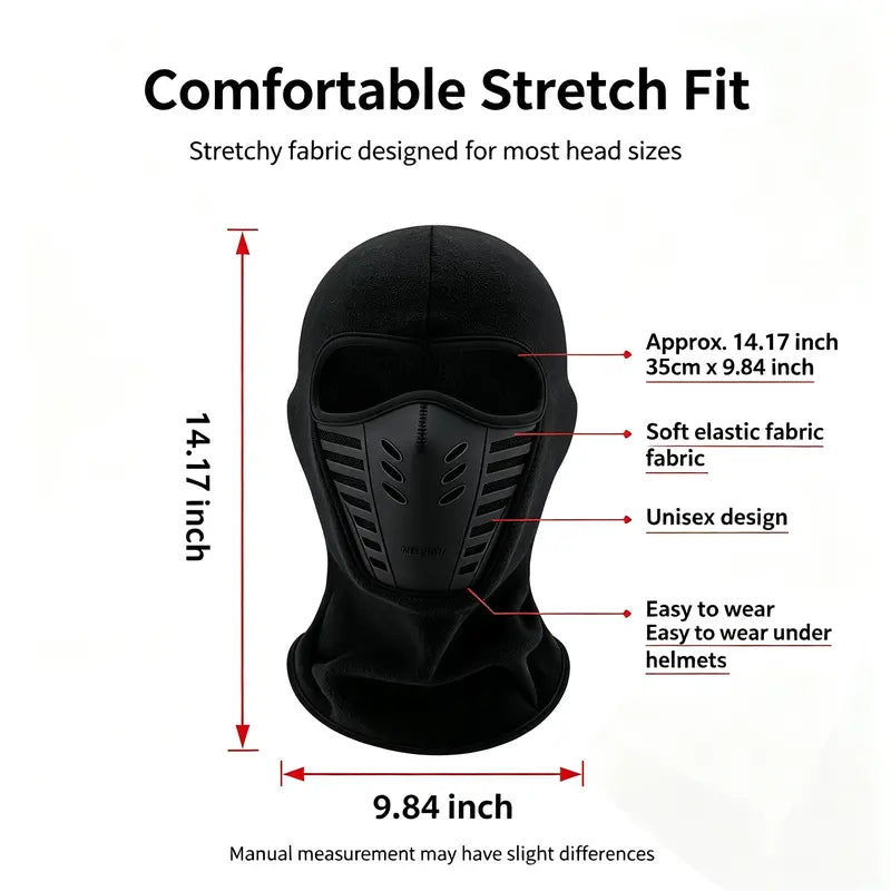 Fleece Full Face Ski Mask - Windproof, Anti-Haze, Soft