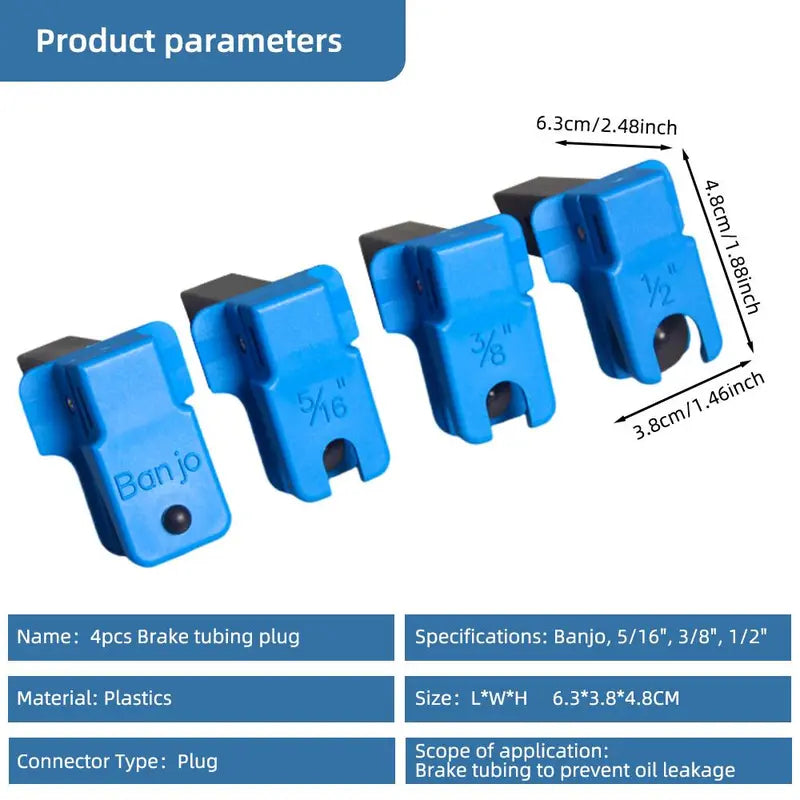 4-Count Car Brake Oil Pipe Plug & Nozzle Clamp,  Oil Change Accessory Kit